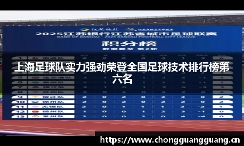 上海足球队实力强劲荣登全国足球技术排行榜第六名